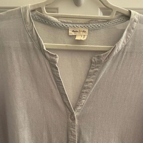 Anthropologie Meadow Rue Mesh Lace Embroidered Shirt Top Women’s Size Medium - Picture 3 of 6